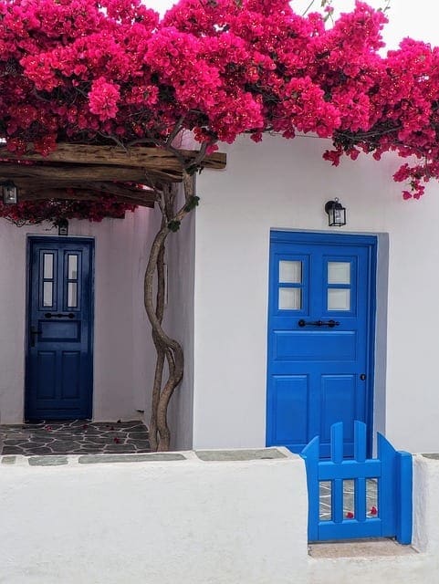 Best greek island. blue door in Folegandros